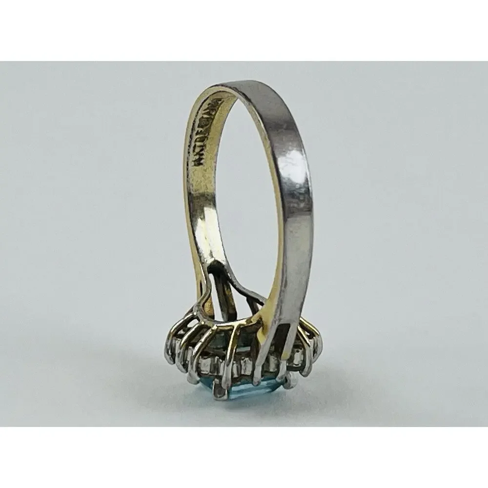 Vintage Ring 14K GE Gold Electroplate Taiwan Size 9 Aquamarine Blue Pale Rhinest - Picture 11 of 16
